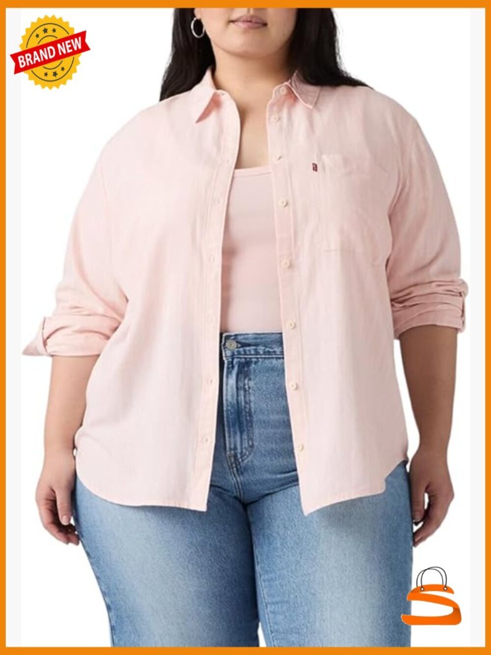 Women's Button-Down Utility Shirt, Long Sleeve, Cotton Blend, Boxy Fit